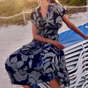 Chico’s Tiered Floral Flutter Sleeve Maxi Dress size 3 US XL16